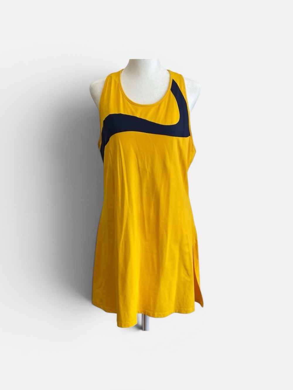 RLX Ralph Lauren Yellow Navy Racerback Tennis Dress Built-in Bodysuit L